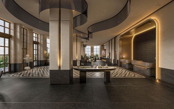 Solid Wood Hotel Lobby Benches Wood Veneer 1.6M  Luxury Hotel Lobby Furniture