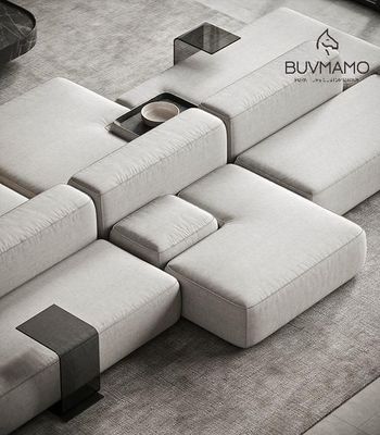                    OEM/ODM Customized Contemporary Velvet Fabric Long Sofa Furniture Collection Sets             