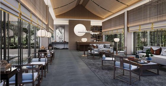 HDF Teak Wood Bespoke Hotel Furniture Black Walnut Custom Hotel Lobby Seating