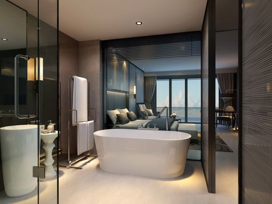 Hotel Apartment Furniture Flame Retardancy Bathroom Sink Cabinets 0.6mm Surface