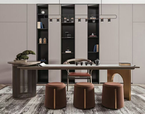 OEM/ODM Custom Furniture Manufacturer New Chinese Style Round Dining Table with Chairs Hotel Private Room Restaurant Furniture