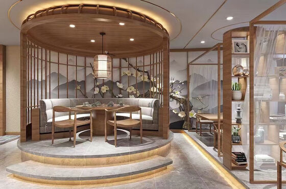 OEM/ODM Custom Furniture Manufacturer New Chinese Style Round Dining Table with Chairs Hotel Private Room Restaurant Furniture