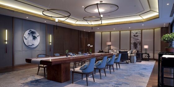 OEM/ODM CUSTOM NEW CHINESE STYLE TEA ROOM FURNITURE SET | SOLID WOOD LONG TABLE AND FABRIC ARMCHAIR FOR HOTEL VIP LOUNGE & CLUBHOUSE RECEPTION