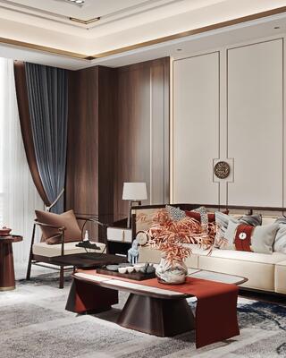 OEM/ODM CUSTOMIZED MODERN ORIENTAL EXECUTIVE OFFICE WITH WOOD PANELS, METAL SCREEN & TEA CEREMONY SPACE IN CHINA
