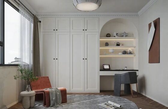 PREMIUM WOOD VENEER CUSTOM HOME OFFICE FURNITURE WITH LED-LIT BOOKSHELF, SOLID WOOD DESK AND SOFT-CLOSE CABINET WITH SOLID WOOD IN CHINA
