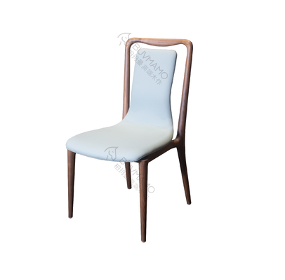 BUVMAMO MODERN BLACK WALNUT DINING CHAIR WITH LIGHT GRAY PU LEATHER UPHOLSTERY, SOLID WOOD FRAME, ERGONOMIC HIGH BACKREST, MINIMALIST LUXURY FOR HOME & RESTAURANT