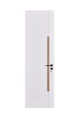 OEM/ODM CUSTOM QUIET LUXURY INTERIOR DOORS | MATTE, TALL CEILING HEIGHT DESIGNS COMPLETE COLLECTION MINIMALIST BLACK BAR HANDLE VERTICAL CHAMPAGNE ACCENT STRIP, WOOD & BRASS ACCENT OPTIONS