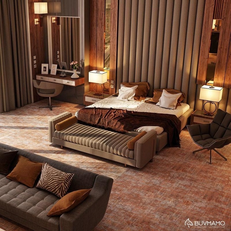 HDF Teak Wood Bespoke Hotel Furniture Black Walnut Custom Hotel Lobby Seating