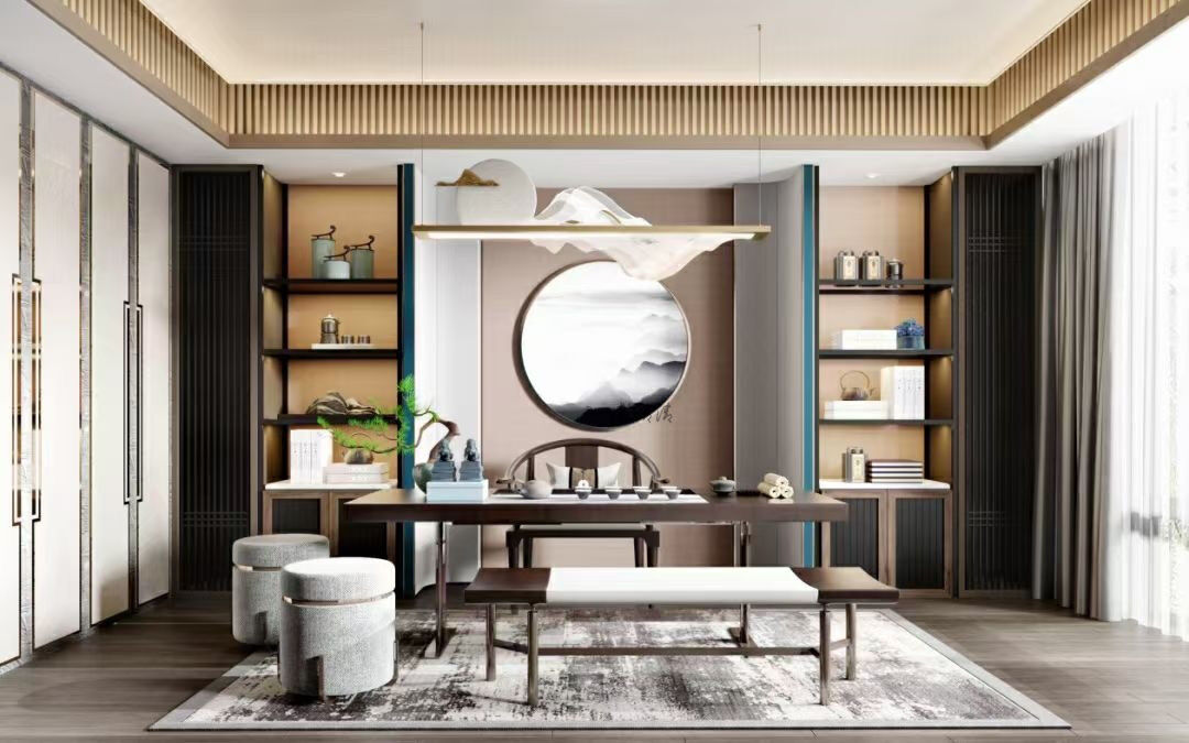 OEM/ODM CUSTOM FURNITURE MANUFACTURE DINGHAO MODERN NEW CHINESE STYLE LIVING ROOM SOFA SET LUXURY SECTIONAL FABRIC SOFA FOR HOTEL LOBBY & VILLA