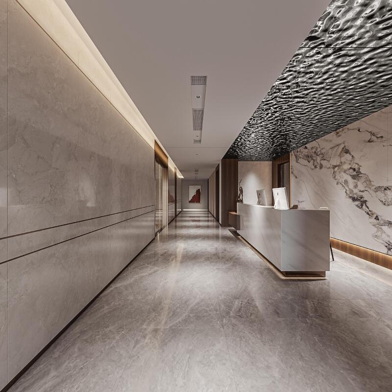 PREMIUM CUSTOM RECEPTION DESK MADE WITH HIGH-QUALITY MARBLE AND SOLID WOOD, FEATURING PRECISE CRAFTSMANSHIP FOR CORPORATE LOBBIES. CREATES A PROFESSIONAL, WELCOMING FIRST IMPRESSION FOR YOUR BUSINESS