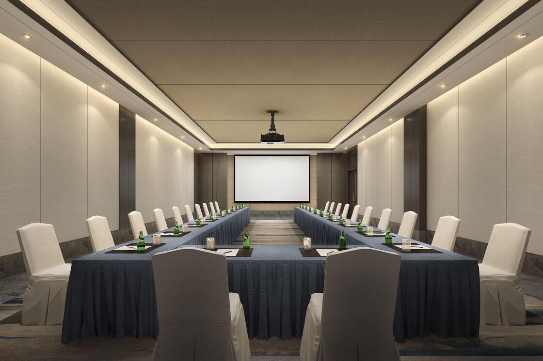 NEW CHINESE LIGHT LUXURY HOTEL INTERIOR DESIGN | SPA ROOM, RESTAURANT & CONFERENCE HALL, WOOD+FABRIC+MARBLE MATERIAL, ORIENTAL INK & HOLLOW GRILLE FEATURE FOR WELLNESS RESORT DECORATION