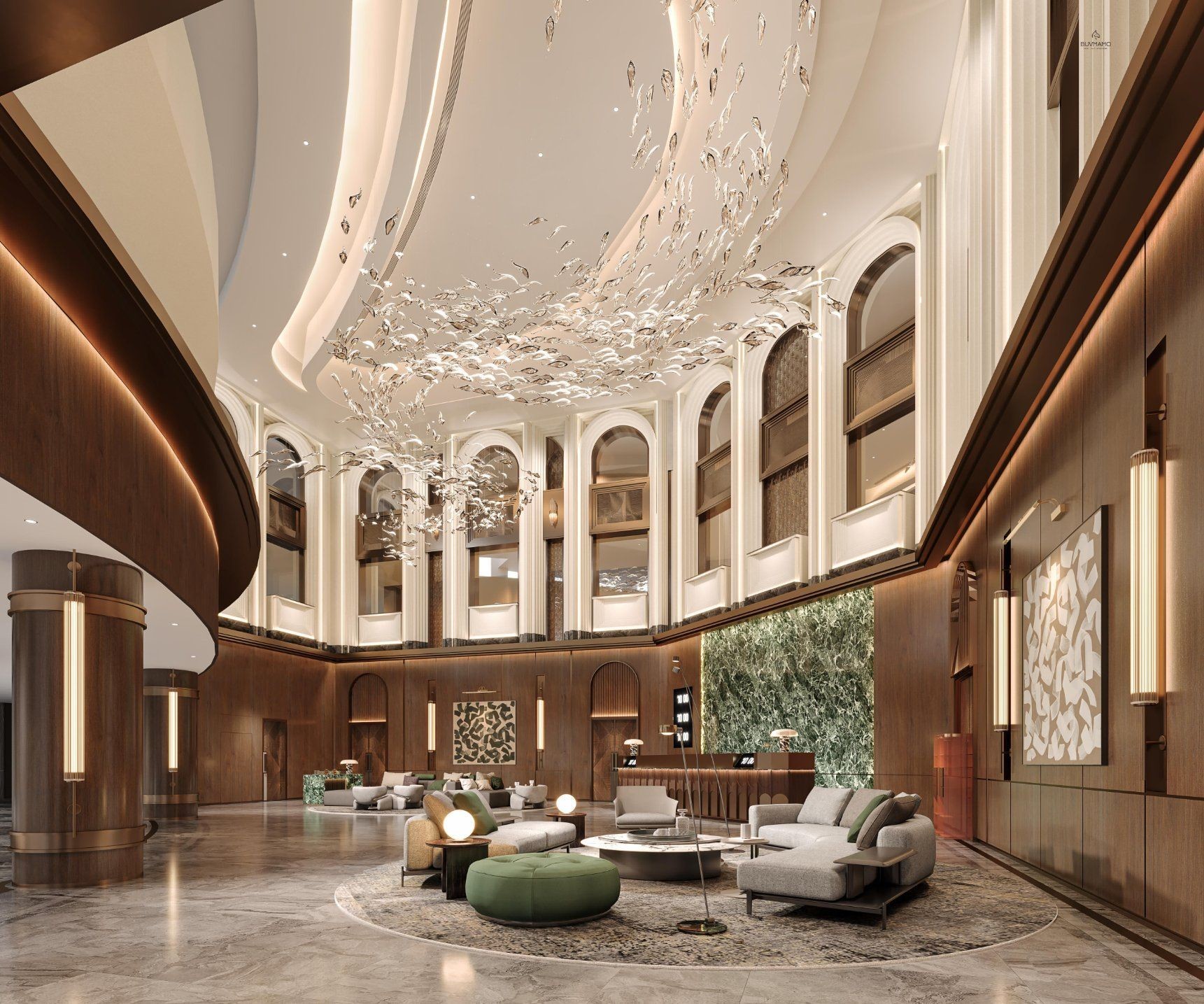 HIGH‑QUALITY SOLID WOOD WALL CLADDING PANEL FOR LUXURY HOTEL, RESTAURANT AND LOBBY HOSPITALITY PROJECTS. SUPPORT CUSTOM LAYOUT DESIGN, OEM & ODM FOR COMMERCIAL INTERIOR DECORATION.