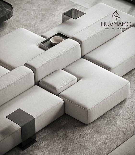                    OEM/ODM Customized Contemporary Velvet Fabric Long Sofa Furniture Collection Sets             
