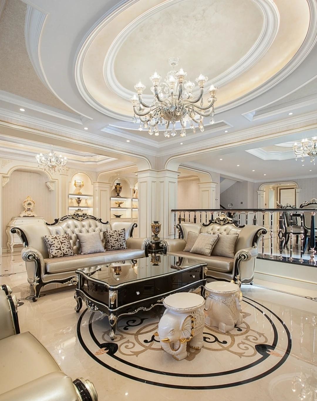 Luxury Villa Bookcase Living Room Furniture  Reclining Sectional Sofa 1200mm Mirror