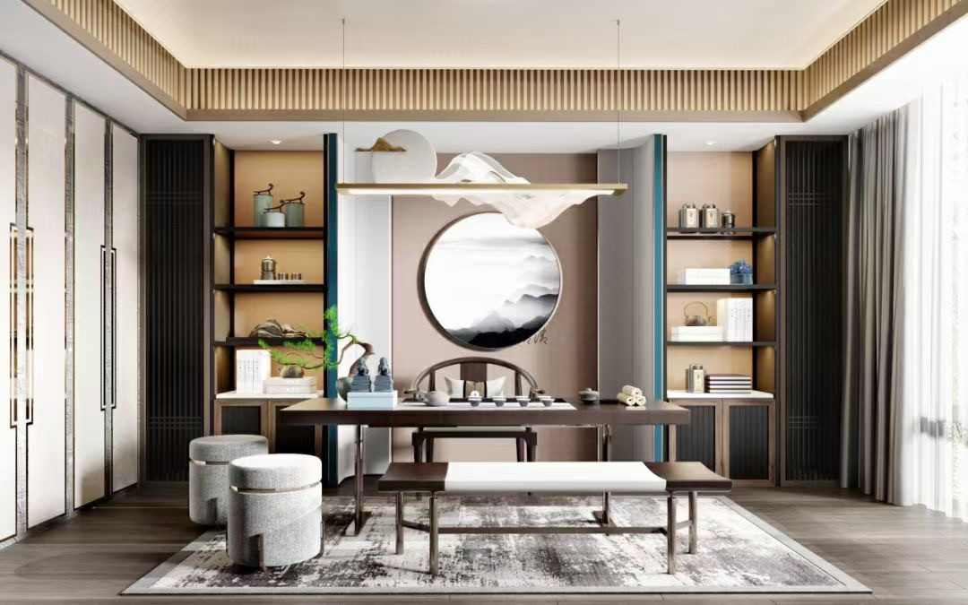 OEM/ODM CUSTOM FURNITURE MANUFACTURE DINGHAO MODERN NEW CHINESE STYLE LIVING ROOM SOFA SET LUXURY SECTIONAL FABRIC SOFA FOR HOTEL LOBBY & VILLA