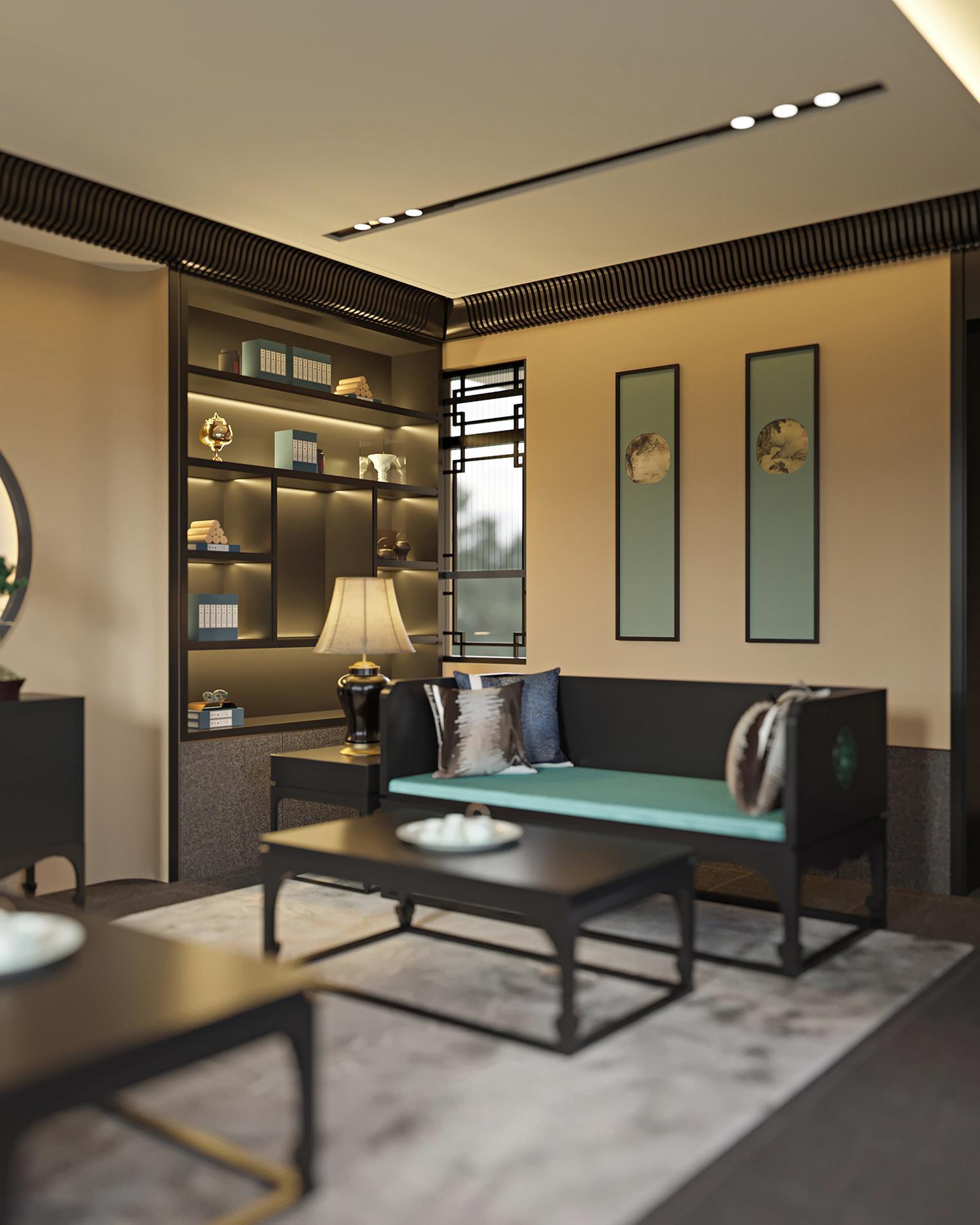 CUSTOM LUXURY NEW CHINESE STYLE SOLID WOOD FURNITURE SET FOR HOTEL, CLUBHOUSE & RESIDENTIAL | BESPOKE BED, SOFA, DINING SET, CONSOLE TABLE & DISPLAY CABINET FOR HOSPITALITY PROJECTS