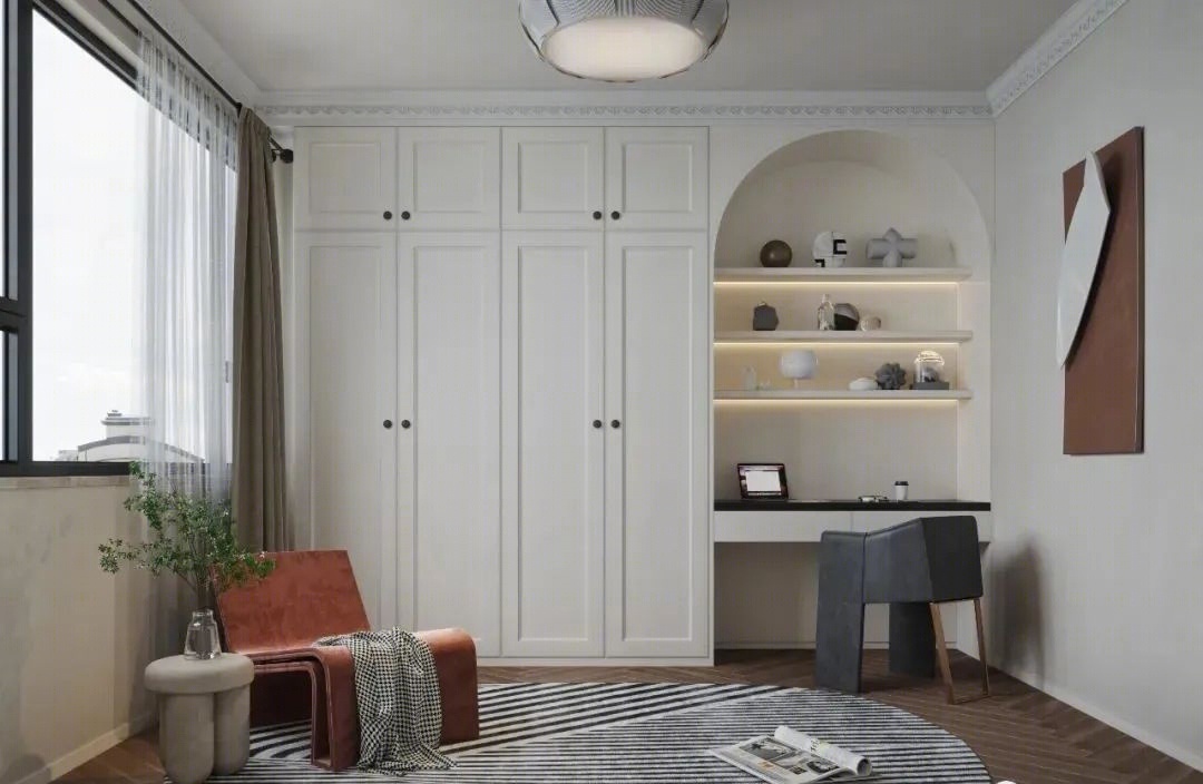 PREMIUM WOOD VENEER CUSTOM HOME OFFICE FURNITURE WITH LED-LIT BOOKSHELF, SOLID WOOD DESK AND SOFT-CLOSE CABINET WITH SOLID WOOD IN CHINA