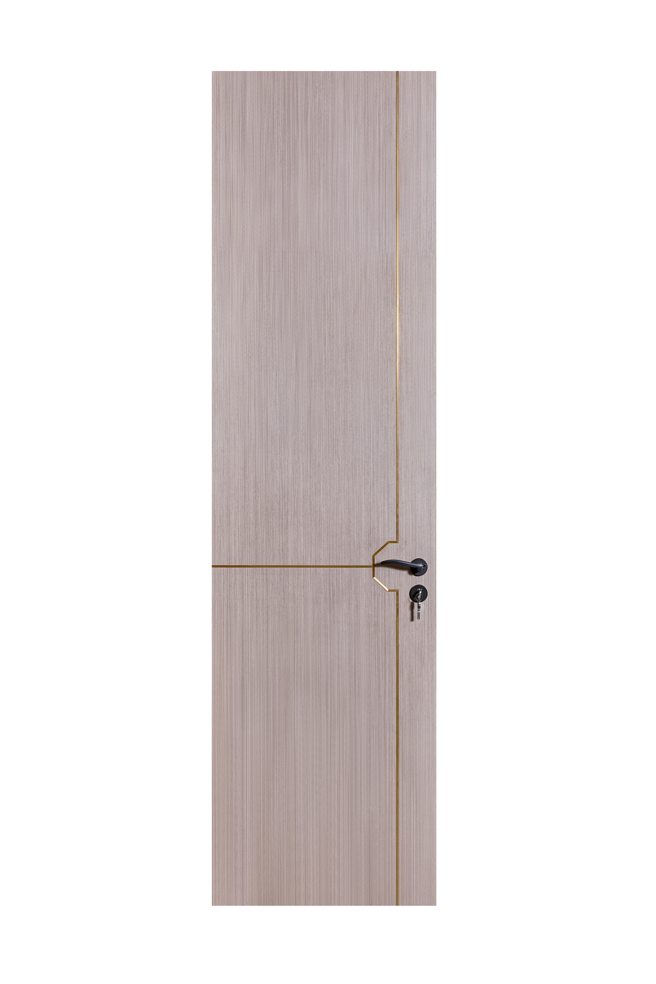 OEM/ODM CUSTOM QUIET LUXURY INTERIOR DOORS | MATTE, TALL CEILING HEIGHT DESIGNS COMPLETE COLLECTION MINIMALIST BLACK BAR HANDLE VERTICAL CHAMPAGNE ACCENT STRIP, WOOD & BRASS ACCENT OPTIONS