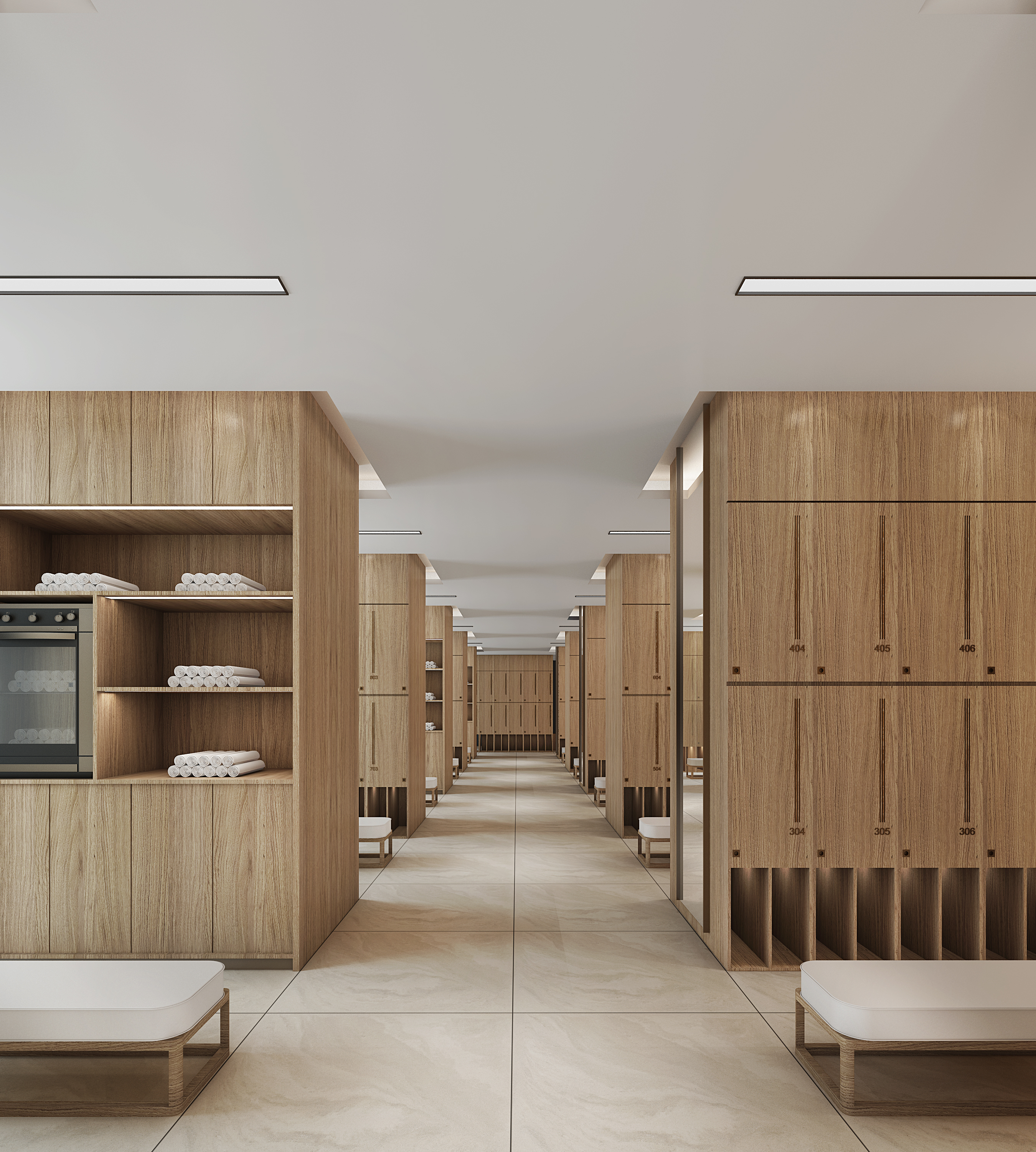 CUSTOM SOLID WOOD HOTEL FURNITURE | NEW CHINESE STYLE LOBBY SOFA, GUEST ROOM SOFA & SPA CHANGING ROOM WOODEN LOCKERS, NATURAL OAK TIMBER, MINIMALIST ZEN INTERIOR DESIGN, BESPOKE RESORT CUSTOM FURNISHI