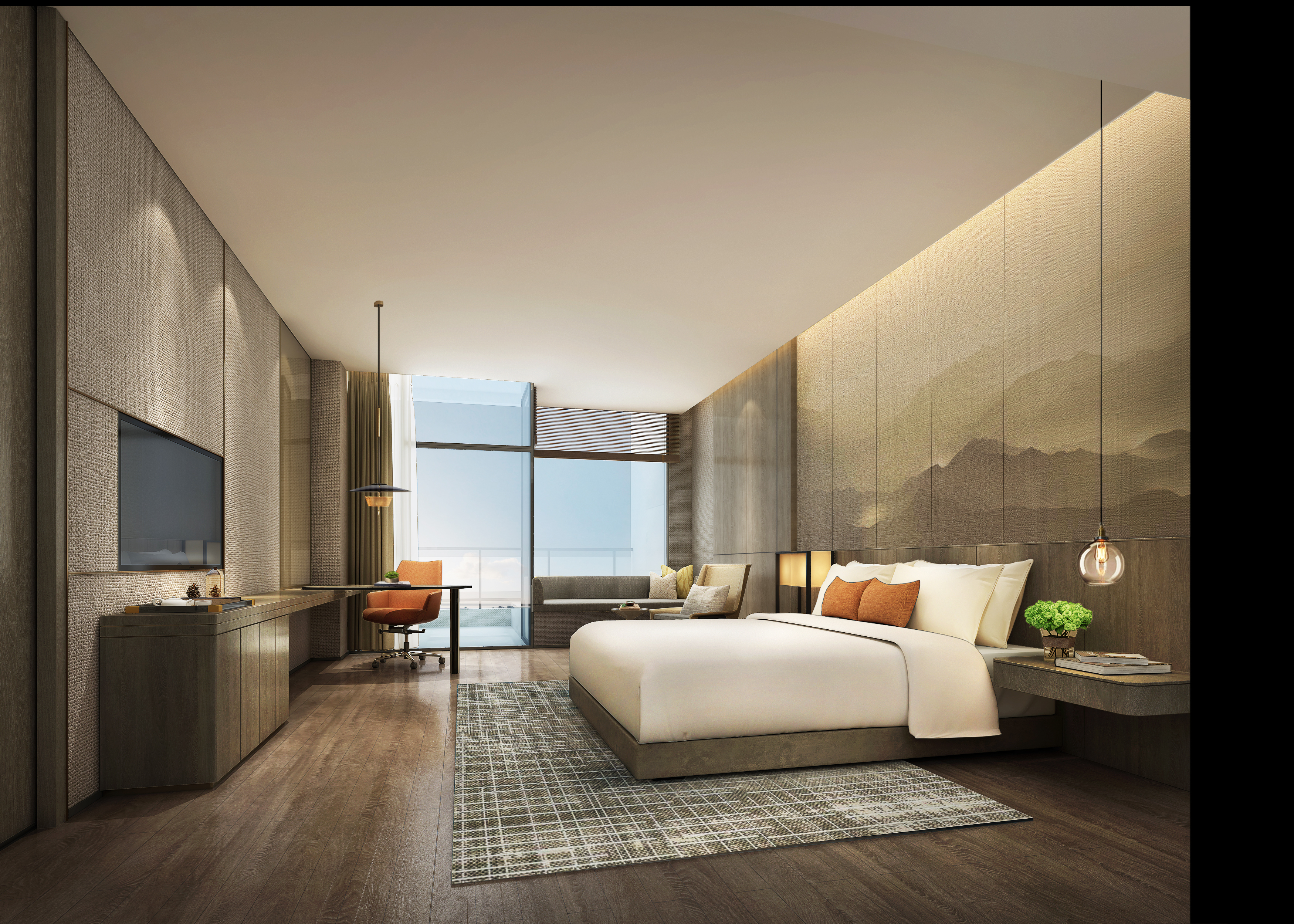                    Resort Villa Apartment House Furniture Collection with Solid Wood             