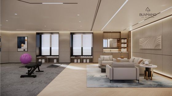 MODERNE EENVOUDIGE TWEE ZITBANK, STEVIGE MASSIEF HOUTEN FRAME STOFFEN BANK, DUURZAME GESTOFFEERDE BANK VOOR LANGE TERMIJN VERHUUR & HOSPITALITY MEUBILAIR