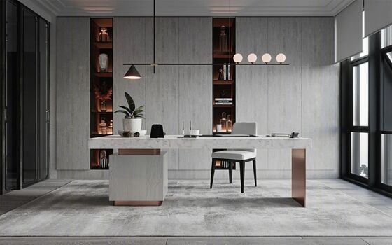Özel minimalist ofis mobilyaları dayanıklı malzemelerle ve ince detaylarla tasarlanmıştır.
