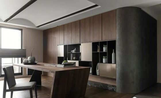 OEM/ODM CUSTOM MODERN MINIMALIST HOME OFFICE FURNITURE SET WITH BUILT-IN DESK, BOOKSHELF AND CABINET FOR STUDY ROOM WITH SOLID WOOD FOR VILLA AND APARTMENT