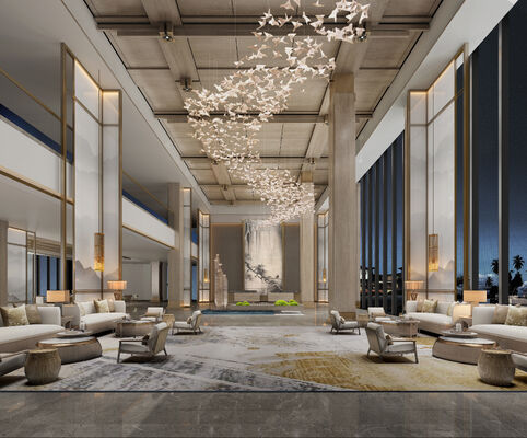 NEUE CHINESE STYLE LUXURE HOTEL INTERIOR DESIGN. Lobby, Freizeit-Lounge und Familien-Gästezimmer mit Kaninchen-Themen.